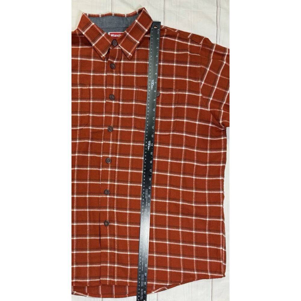 Wrangler Men’s Lightweight Flannel Shirt Orange Plaid Work Shirt Size XL - Picture 6 of 7